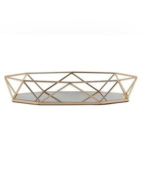 Geometric Gold Mirrored Decorative Server Party Display Tray